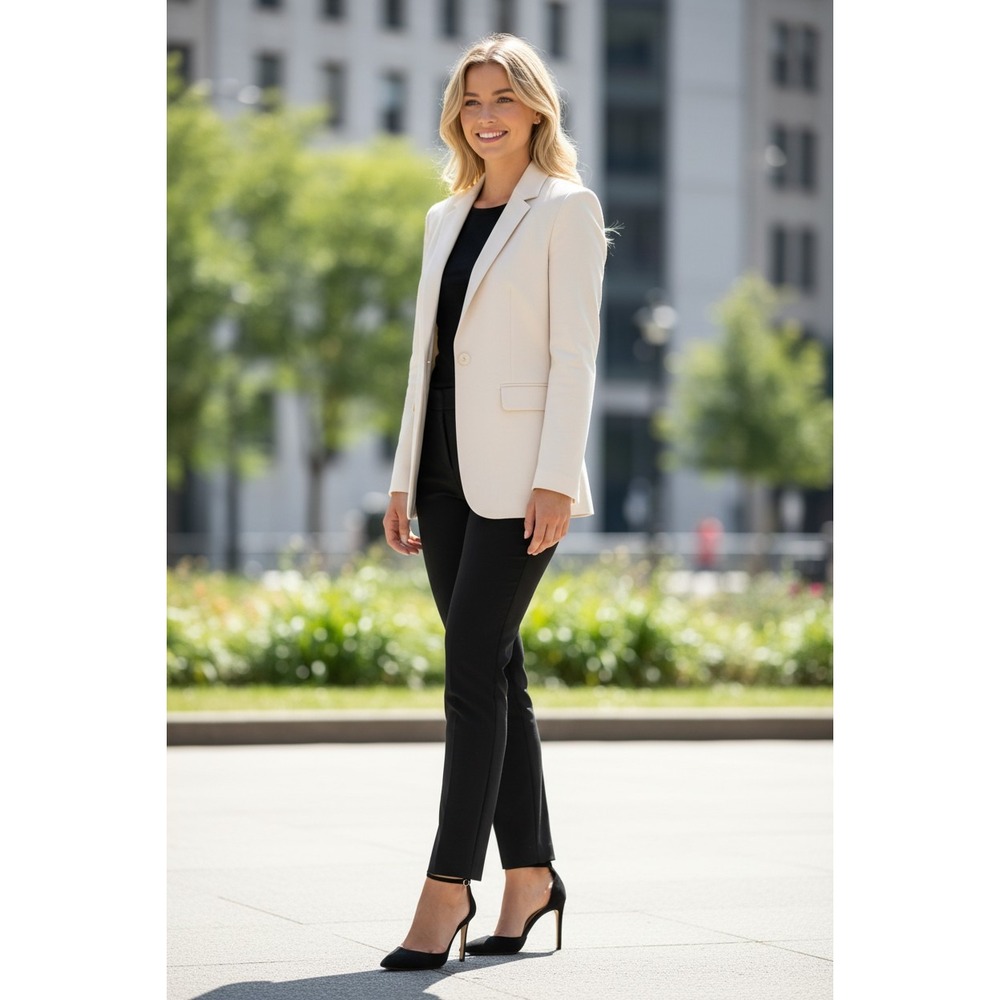 HELMUT‎ LANG Off White Cotton Silk Lined Blazer Sz 2 USA NWOT $595 Minimalist